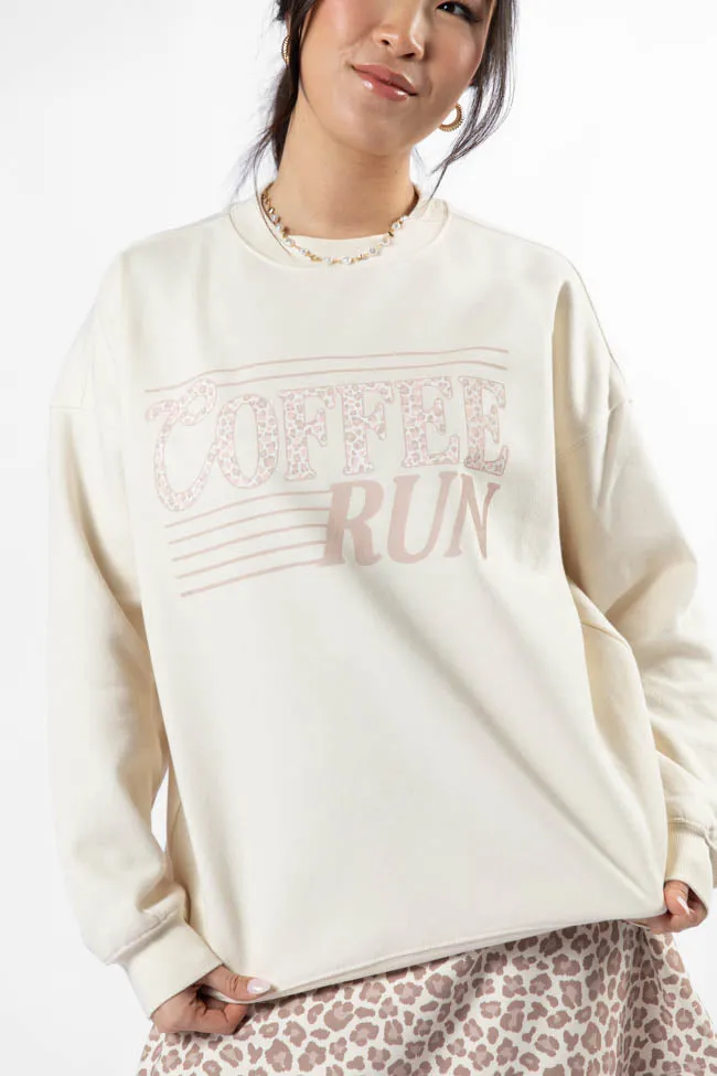 Coffee Run Leopard Cream Oversized Graphic Sweatshirt SALE sold by Pink Lily product image thumbnail 2