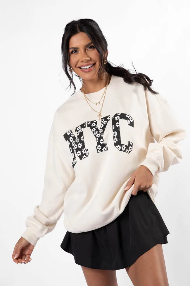 NYC Daisy Cream Graphic Sweatshirt sold by Pink Lily