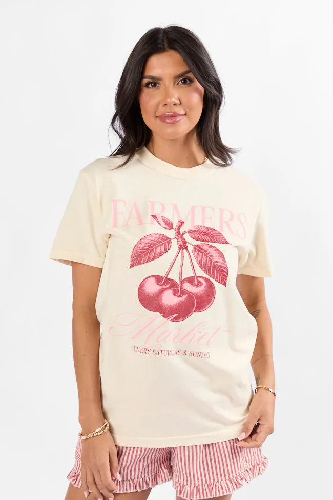 Farmers Market Cherries Ivory Comfort Color Graphic Tee sold by Pink Lily