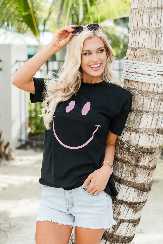 Drawn Smiley Black Graphic Tee sold by Pink Lily product image thumbnail 4