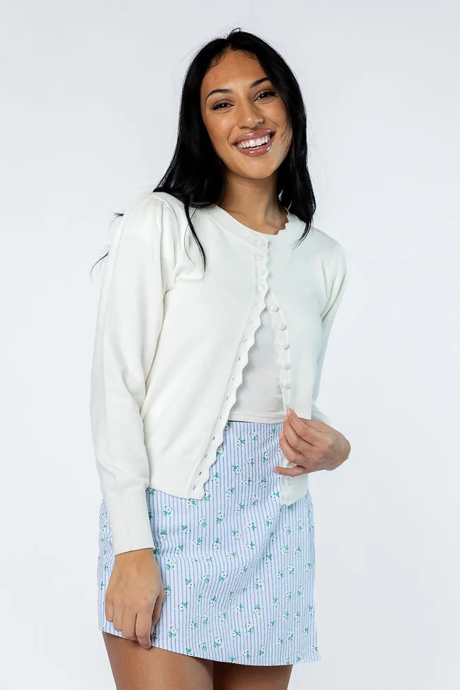 Perfect Clarity Ivory Scalloped Trim Cardigan SALE sold by Pink Lily product image thumbnail 4