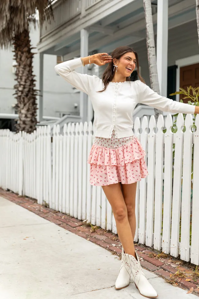 Perfect Clarity Ivory Scalloped Trim Cardigan SALE sold by Pink Lily product image thumbnail 2