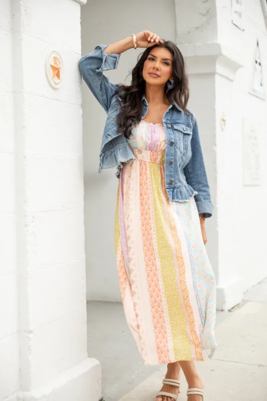 Lovingly Yours Multi Patchwork Print Midi Dress FINAL SALE sold by Pink Lily