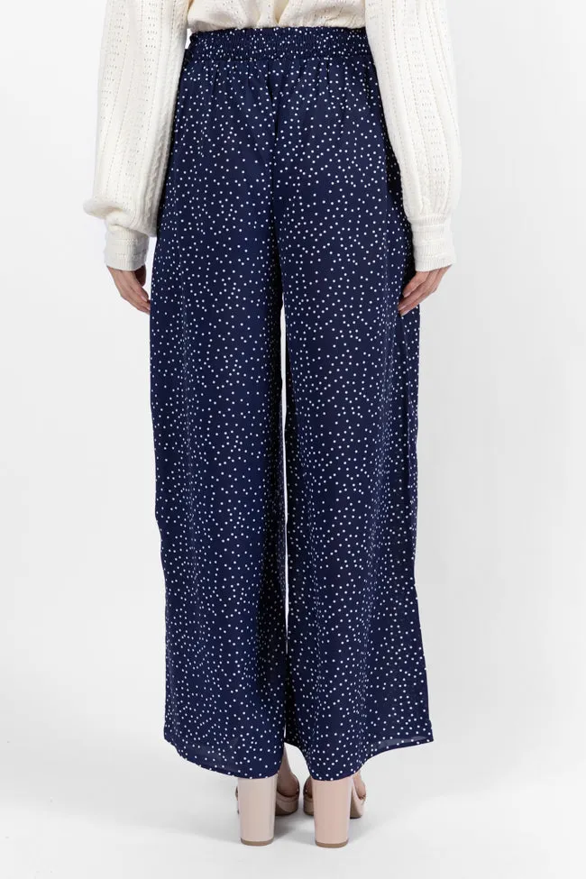 Over The Blues Navy Polka Dot Belted Wide Leg Pants FINAL SALE sold by Pink Lily product image thumbnail 5