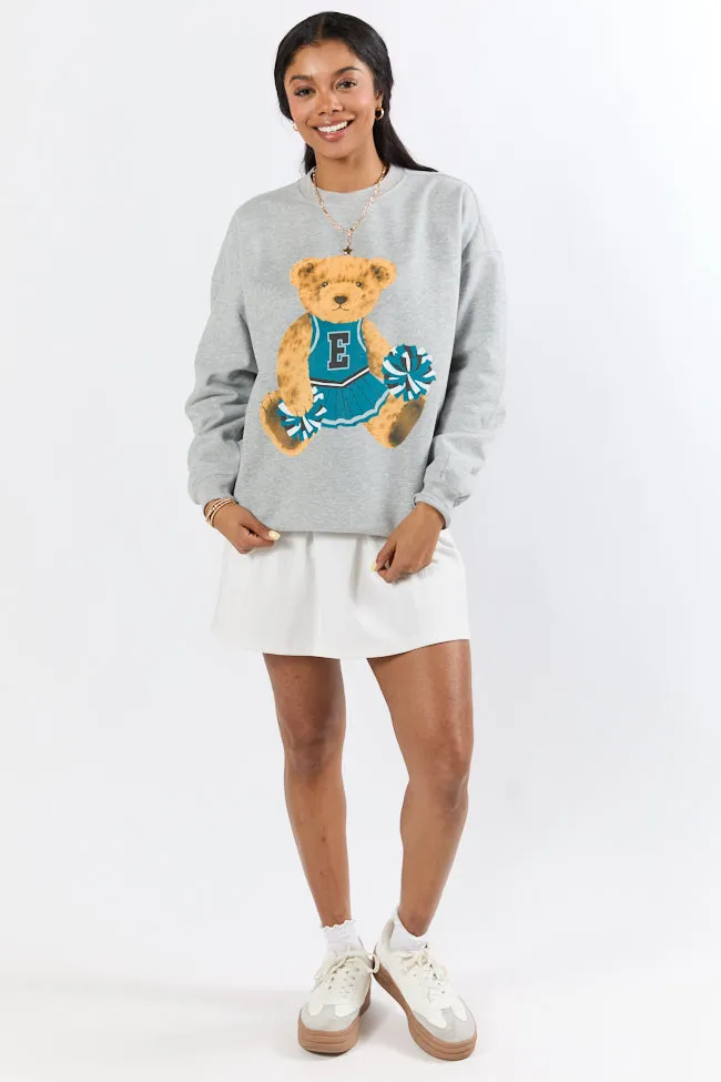 Vintage Green and Black Cheer Teddy Bear Light Grey Graphic Sweatshirt sold by Pink Lily product image thumbnail 2
