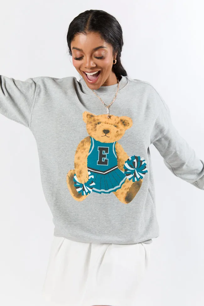 Vintage Green and Black Cheer Teddy Bear Light Grey Graphic Sweatshirt sold by Pink Lily product image thumbnail 3
