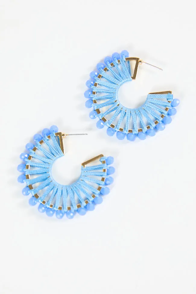 Blue Thread Wrapped Hoop Earrings FINAL SALE sold by Pink Lily