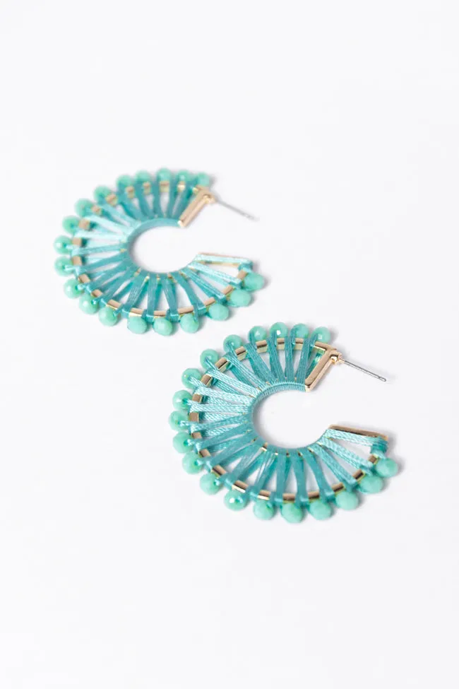 Green Thread Wrapped Hoop Earrings FINAL SALE sold by Pink Lily