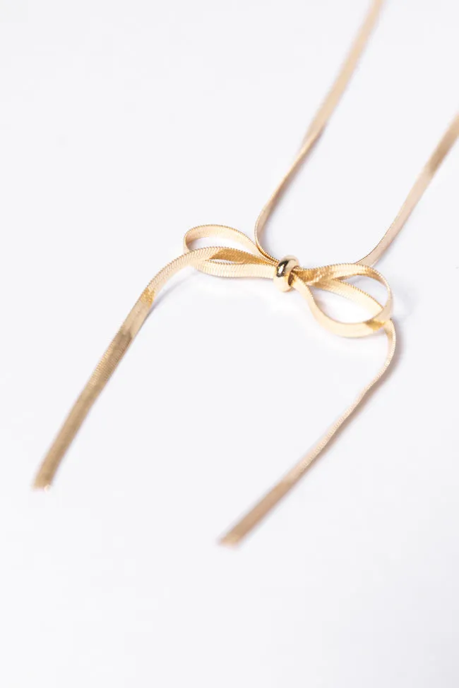 Snake Chain Gold Bow Necklace sold by Pink Lily product image thumbnail 4