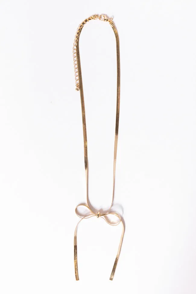 Snake Chain Gold Bow Necklace sold by Pink Lily product image thumbnail 2