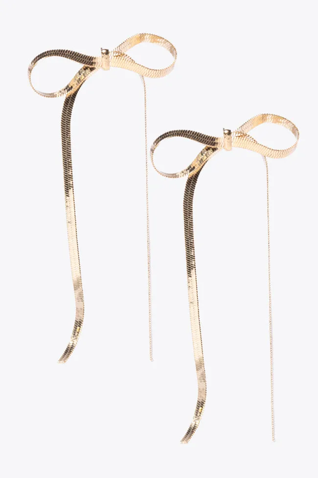 Snake Chain Gold Bow Earrings SALE sold by Pink Lily product image thumbnail 2