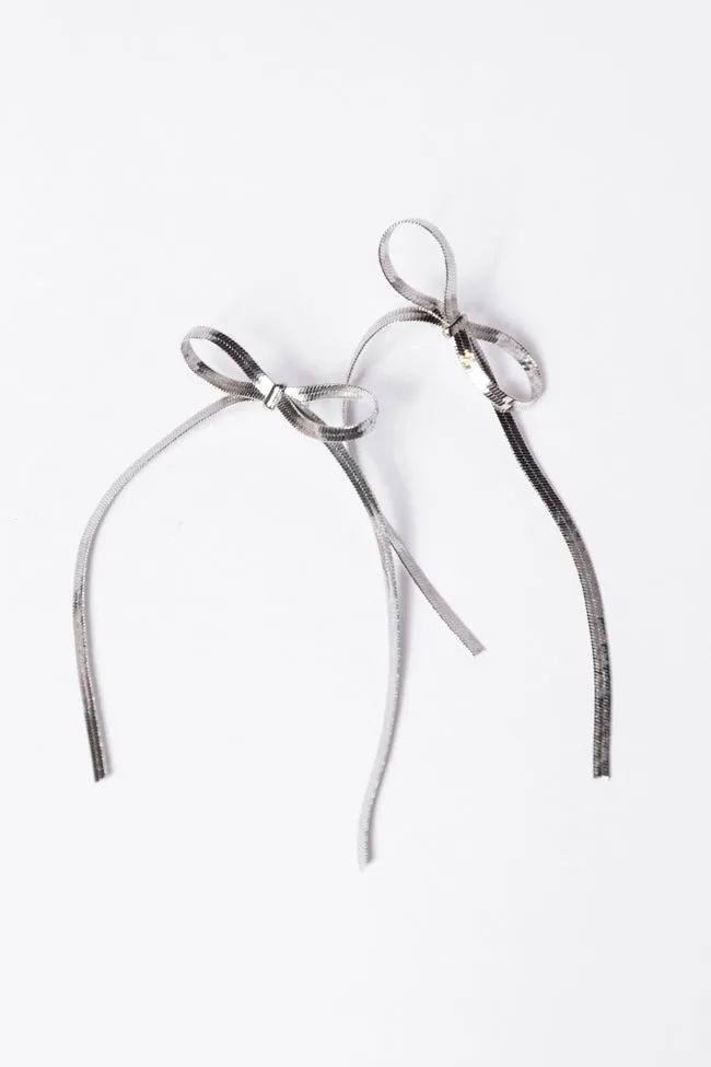 Snake Chain Silver Bow Earrings FINAL SALE sold by Pink Lily product image thumbnail 2