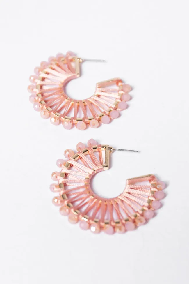 Pink Thread Wrapped Hoop Earrings SALE sold by Pink Lily