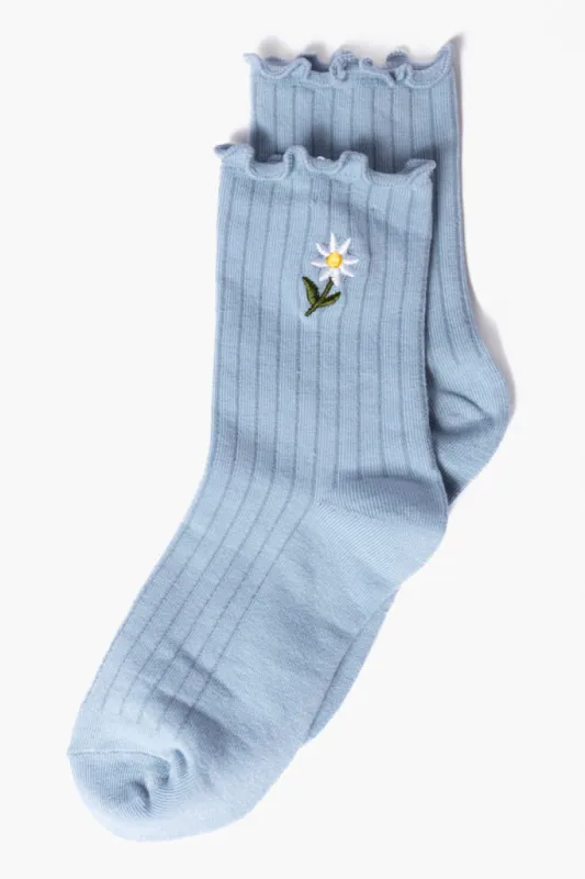Blue Daisy Crew Socks FINAL SALE sold by Pink Lily