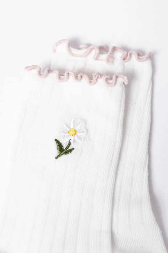 White Daisy Crew Socks sold by Pink Lily product image thumbnail 2