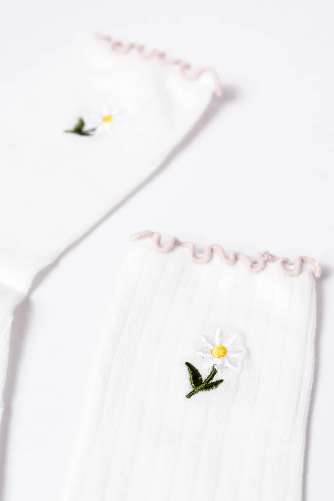 White Daisy Crew Socks sold by Pink Lily product image thumbnail 4