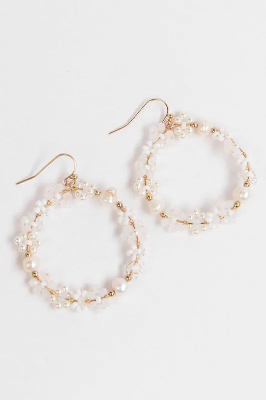 White Daisy Hoop Earrings SALE sold by Pink Lily