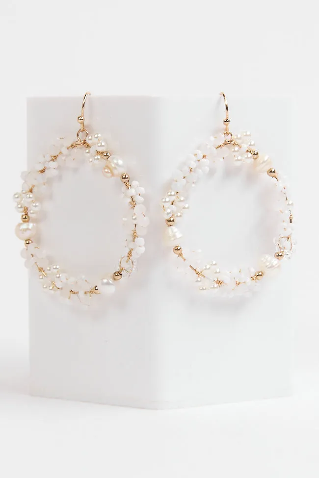 White Daisy Hoop Earrings SALE sold by Pink Lily product image thumbnail 3