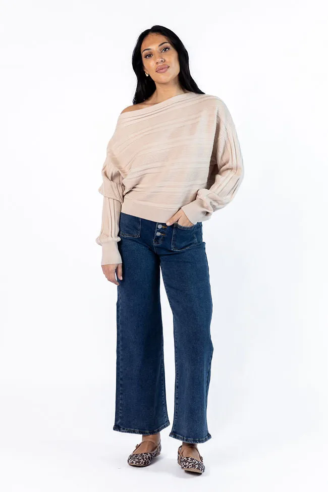 Feels Right Beige Off The Shoulder Ribbed Sweater FINAL SALE sold by Pink Lily product image thumbnail 2