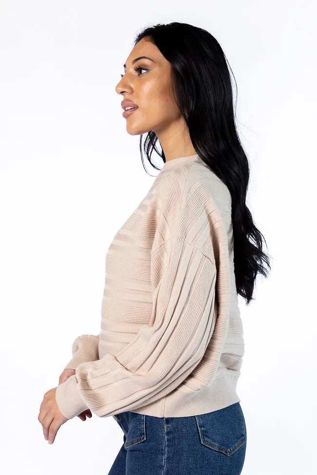 Feels Right Beige Off The Shoulder Ribbed Sweater FINAL SALE sold by Pink Lily product image thumbnail 4