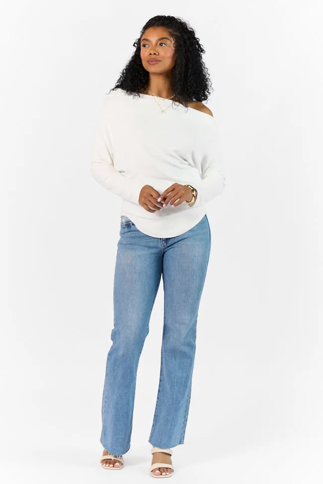 Giving It A Go Ivory Rib Off The Shoulder Top FINAL SALE sold by Pink Lily product image thumbnail 2