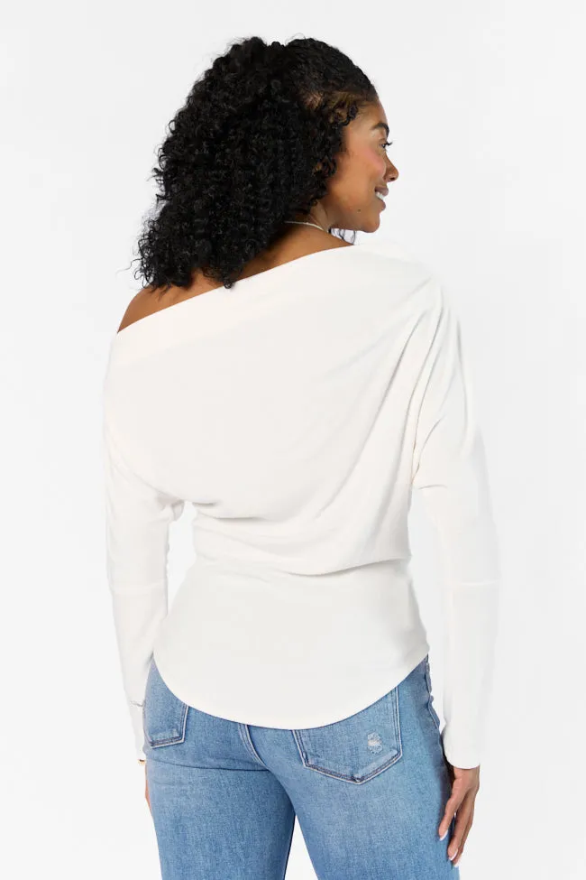 Giving It A Go Ivory Rib Off The Shoulder Top FINAL SALE sold by Pink Lily product image thumbnail 4