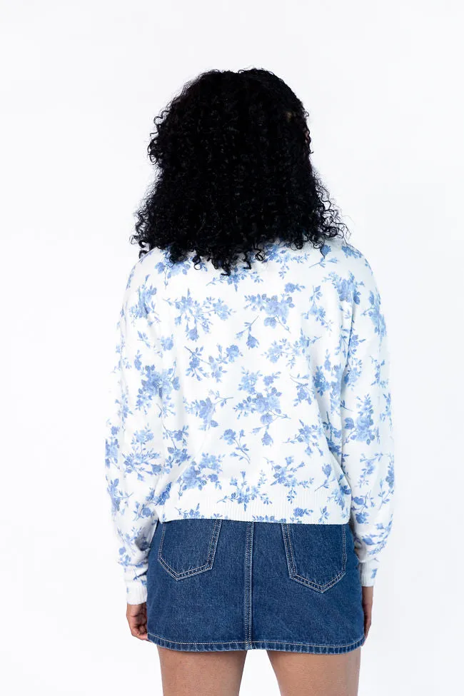 Blooming Love Blue Crew Neck Floral Sweater FINAL SALE sold by Pink Lily product image thumbnail 5