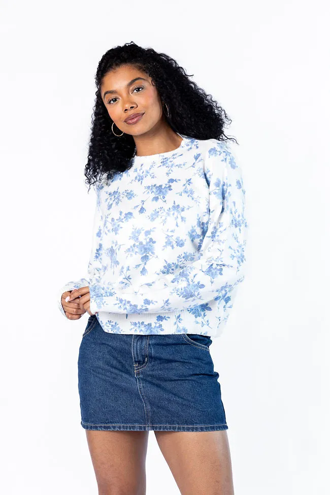 Blooming Love Blue Crew Neck Floral Sweater FINAL SALE sold by Pink Lily product image thumbnail 3