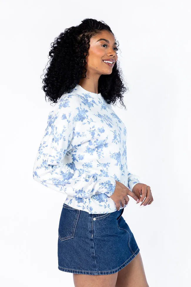 Blooming Love Blue Crew Neck Floral Sweater FINAL SALE sold by Pink Lily product image thumbnail 4