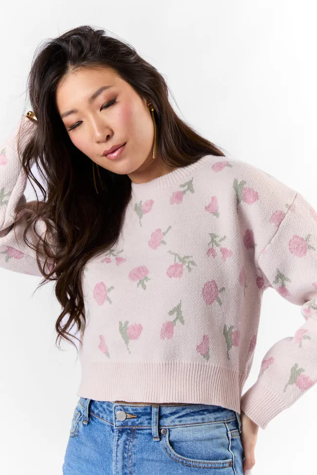 Grand Measures Light Pink Floral Sweater FINAL SALE sold by Pink Lily
