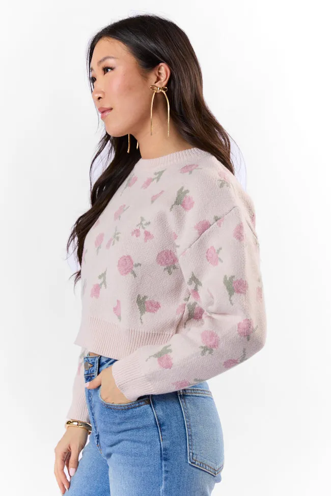 Grand Measures Light Pink Floral Sweater FINAL SALE sold by Pink Lily product image thumbnail 4