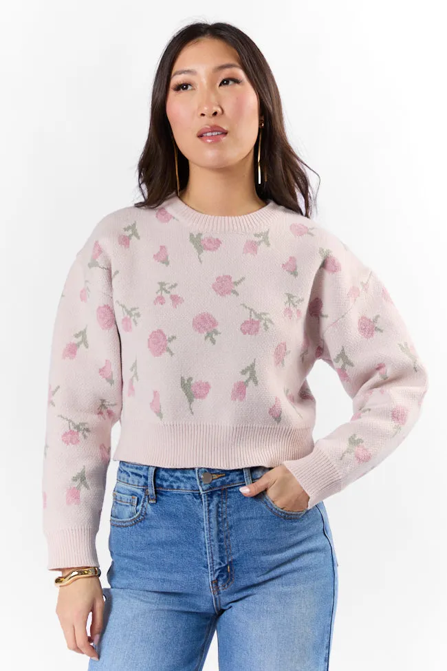 Grand Measures Light Pink Floral Sweater FINAL SALE sold by Pink Lily product image thumbnail 2