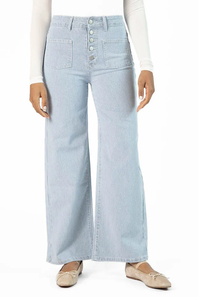 Sutton Striped Wide Leg Patch Pocket Jeans SALE sold by Pink Lily