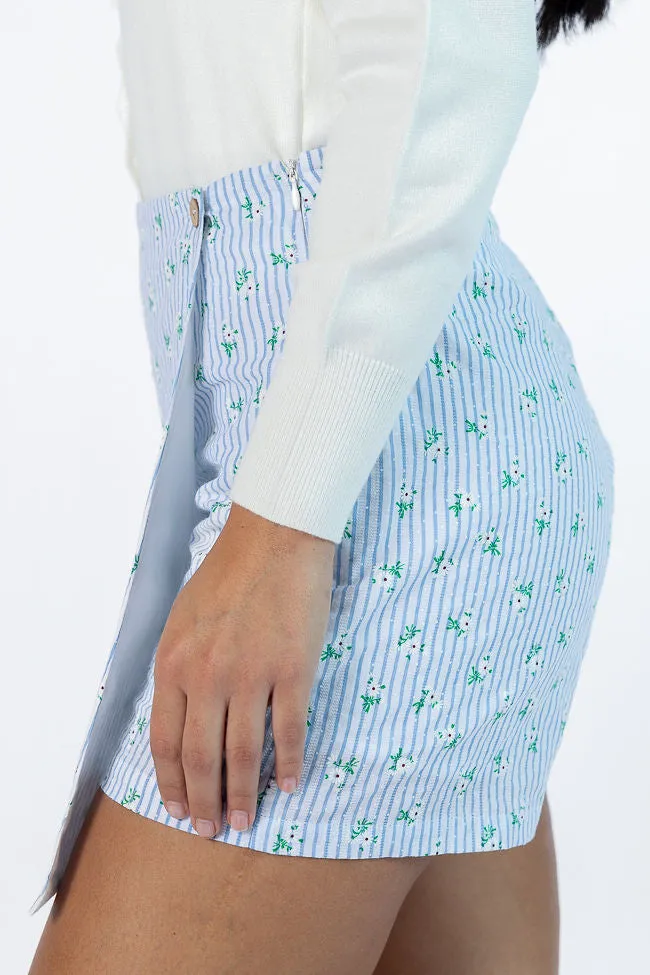 Not So Simple Blue Striped Floral Print Skort FINAL SALE sold by Pink Lily product image thumbnail 4