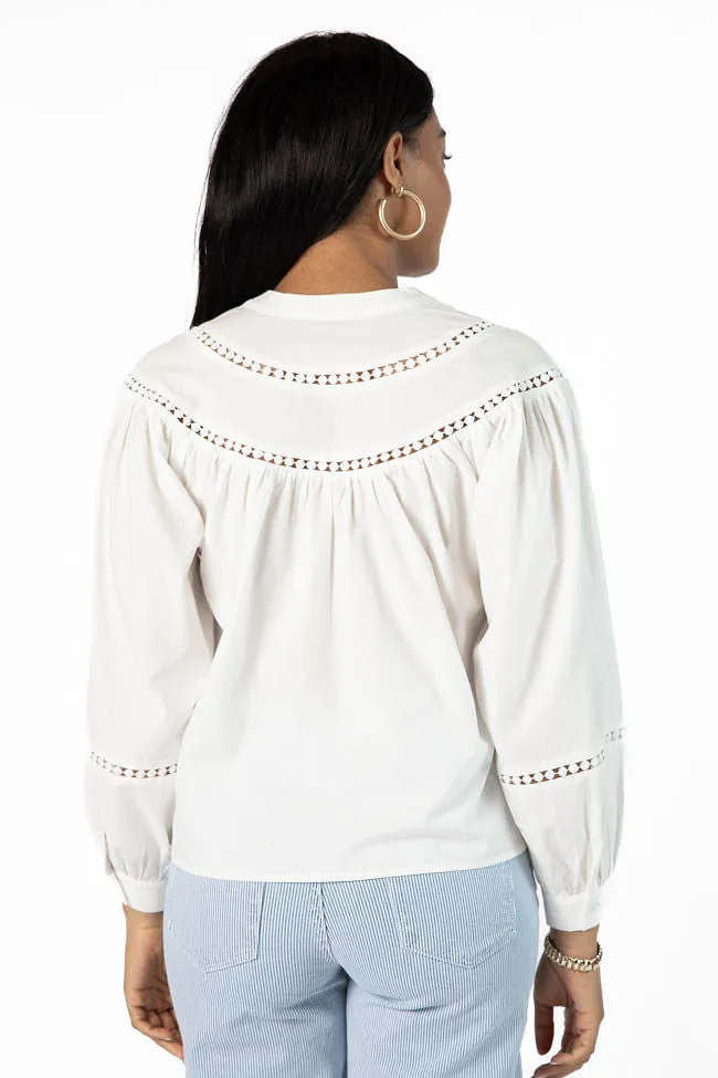 Memorable Moments Ivory Ladder Detail Long Sleeve Woven Blouse FINAL SALE sold by Pink Lily product image thumbnail 4