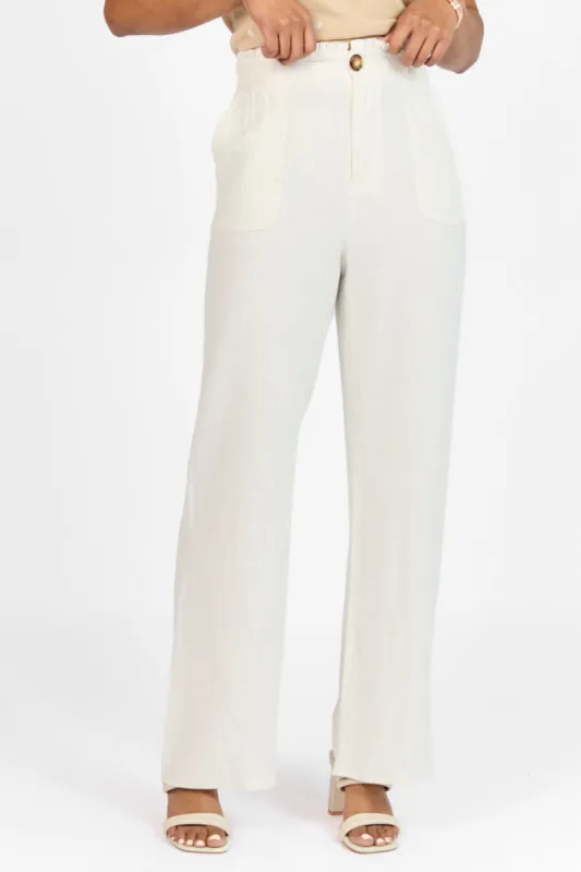 Wish For This Beige Linen Blend Trousers FINAL SALE sold by Pink Lily