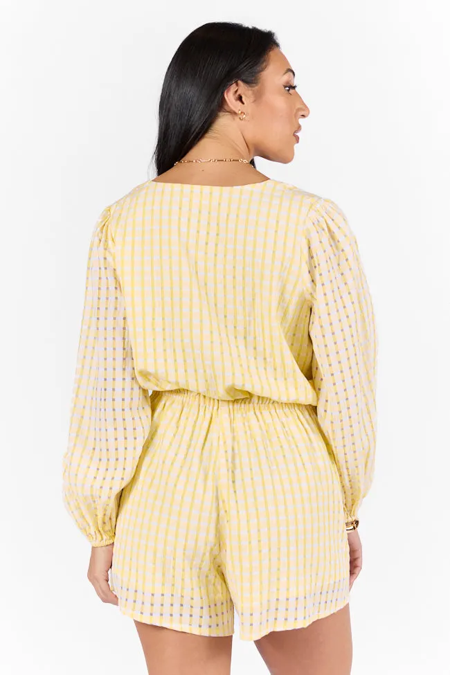 Set On You Yellow Gingham Long Sleeve Romper FINAL SALE sold by Pink Lily product image thumbnail 4