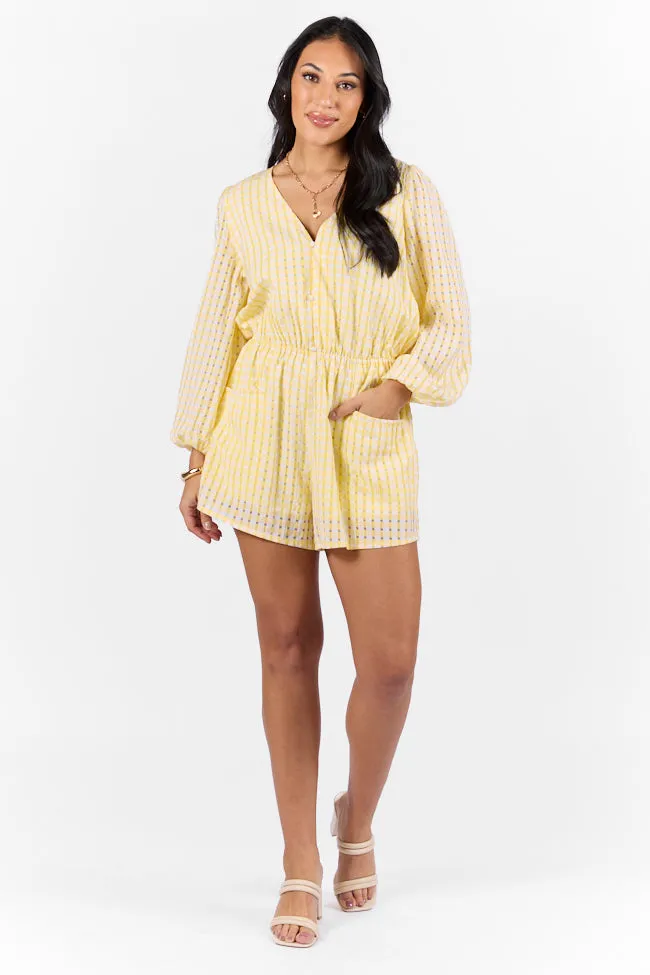Set On You Yellow Gingham Long Sleeve Romper FINAL SALE sold by Pink Lily product image thumbnail 2