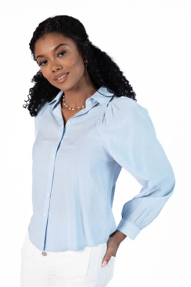 Basic Foundation Blue Button Down Blouse FINAL SALE sold by Pink Lily product image thumbnail 3