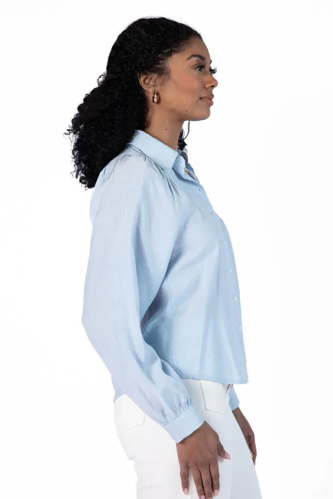 Basic Foundation Blue Button Down Blouse FINAL SALE sold by Pink Lily product image thumbnail 4