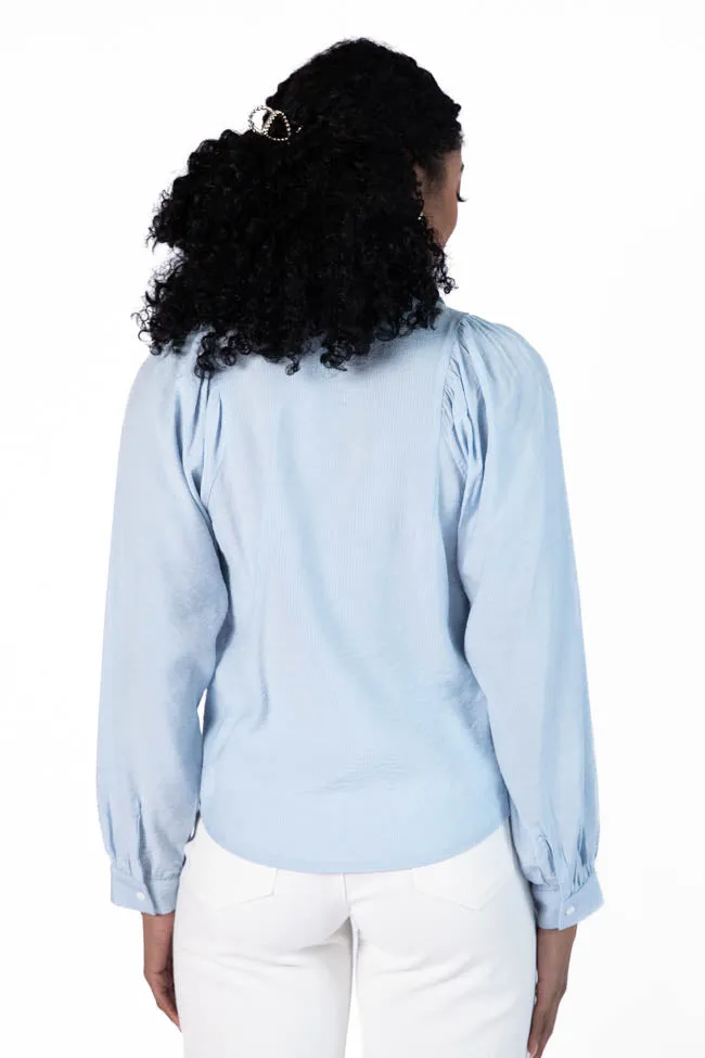 Basic Foundation Blue Button Down Blouse FINAL SALE sold by Pink Lily product image thumbnail 5