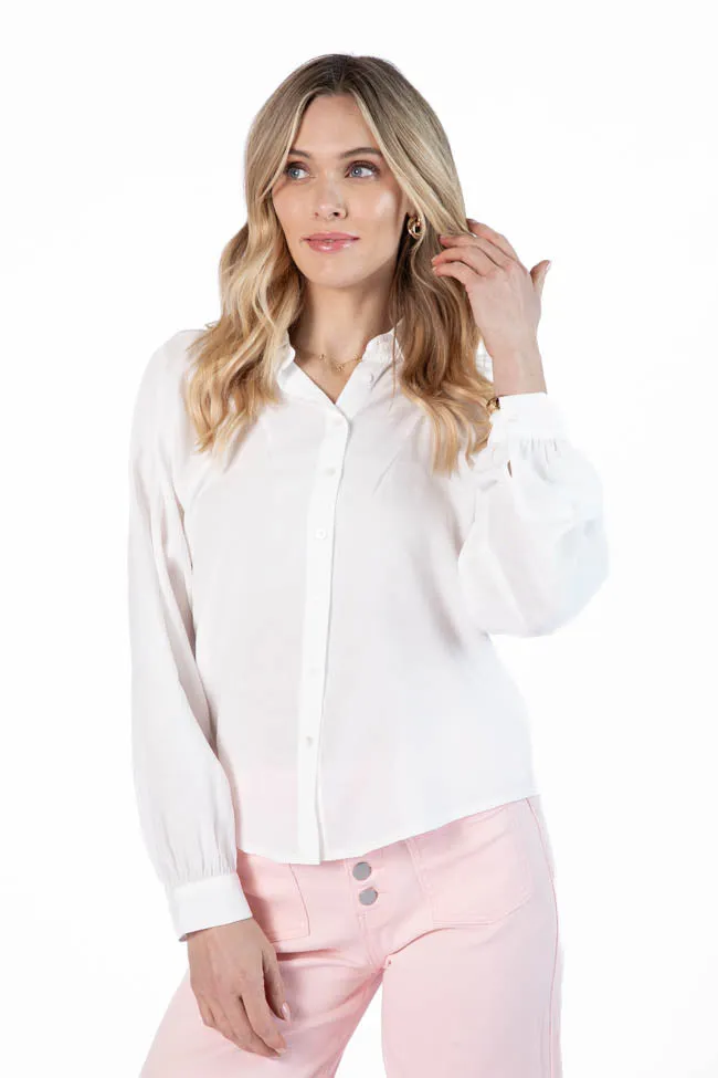 Basic Foundation Ivory Button Down Blouse FINAL SALE sold by Pink Lily