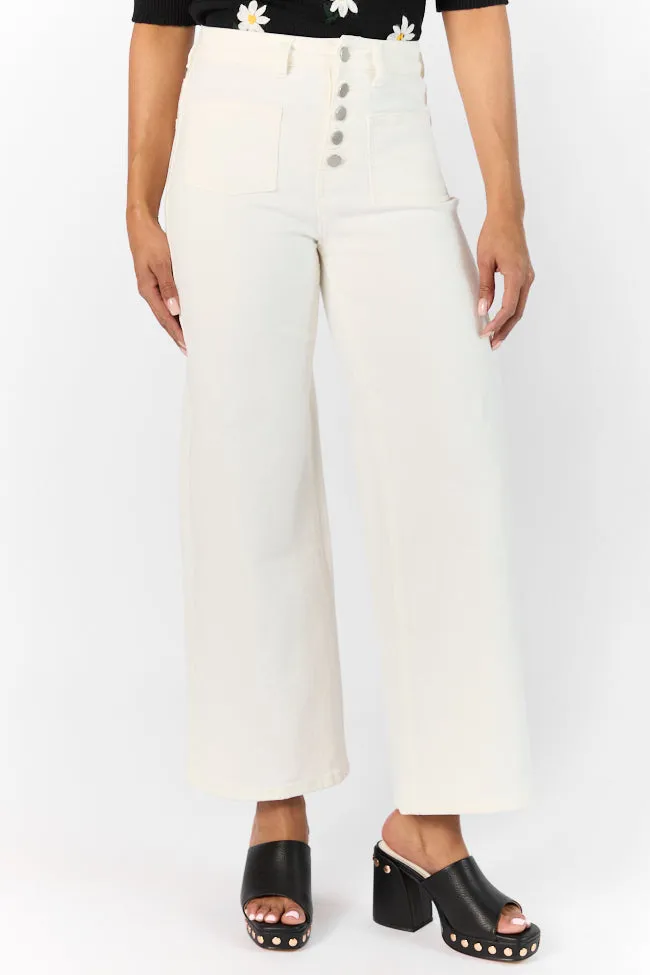 Sutton White Wide Leg Patch Pocket Jeans FINAL SALE sold by Pink Lily