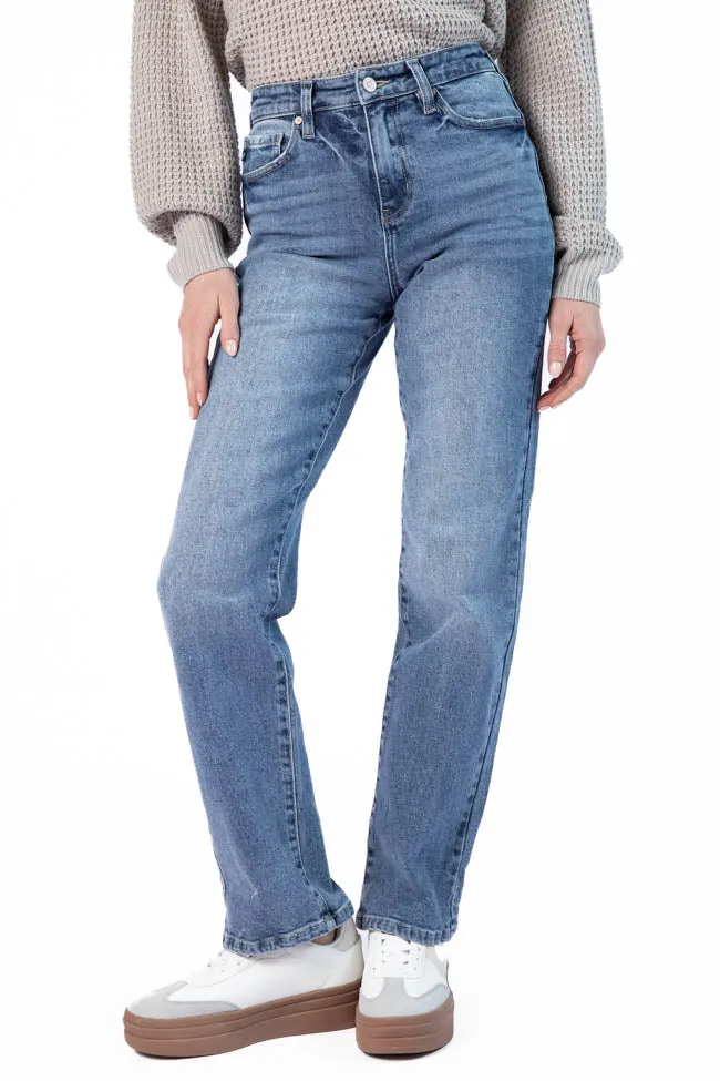 Raleigh Medium Wash Straight Leg Jeans FINAL SALE sold by Pink Lily