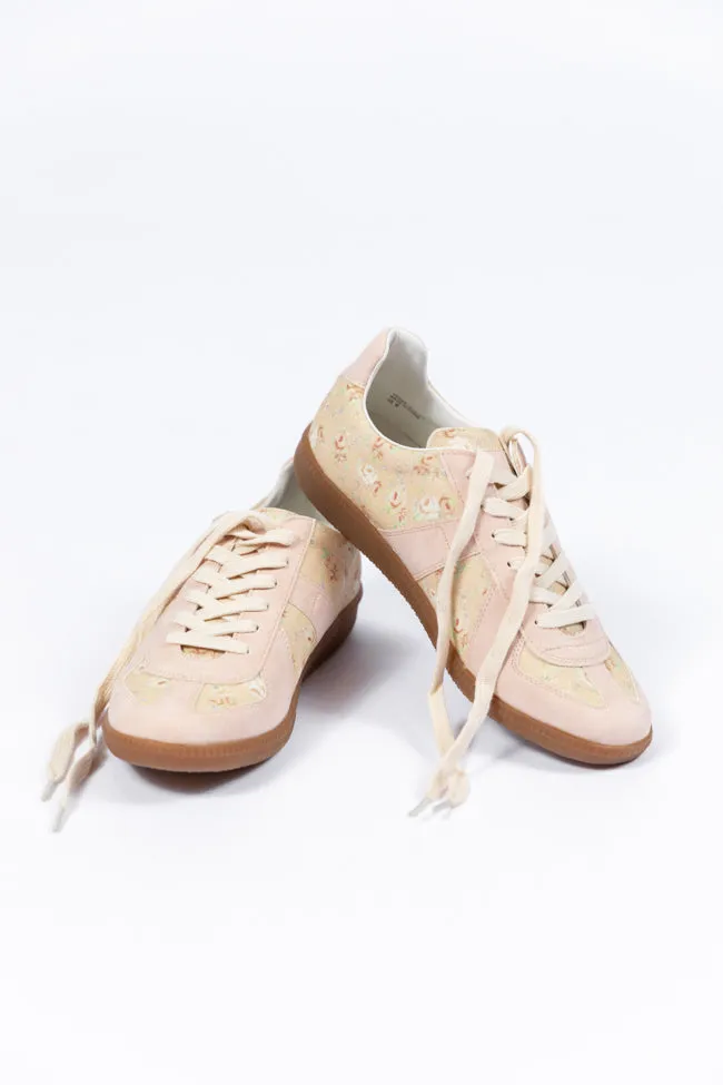Rebecca Beige and Floral Sneakers FINAL SALE sold by Pink Lily