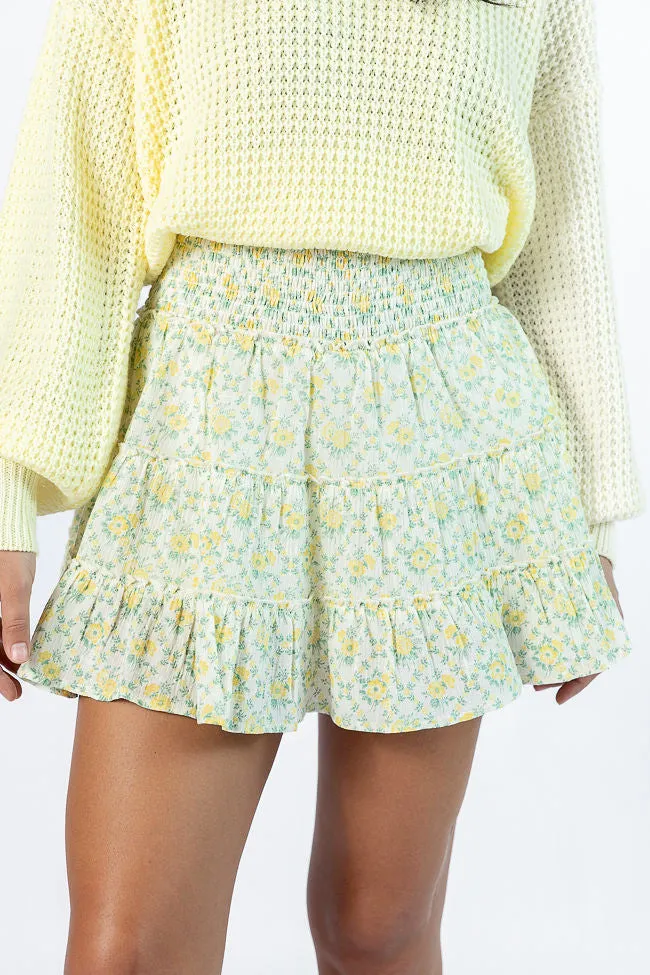 Through The Garden Ivory and Yellow Mini Skort FINAL SALE sold by Pink Lily
