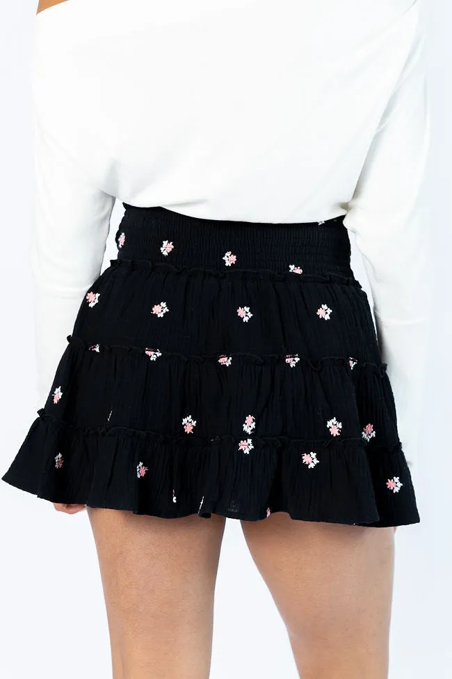 Through The Garden Black Gauze Floral Mini Skort FINAL SALE sold by Pink Lily product image thumbnail 4
