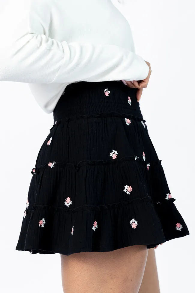 Through The Garden Black Gauze Floral Mini Skort FINAL SALE sold by Pink Lily product image thumbnail 3