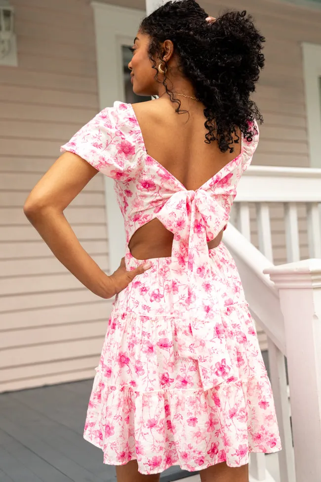 Calling Perfection Pink Floral Dress With Back Bow Detail sold by Pink Lily product image thumbnail 2