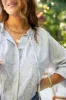 Downtown Delight Blue Embroidered Woven Button Down Blouse FINAL SALE sold by Pink Lily